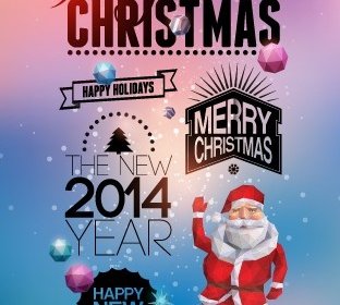 2014 merry christmas poster elemen desain vektor