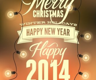 2014 merry christmas poster elemen desain vektor