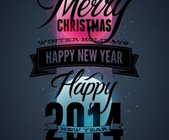 2014 merry christmas poster elemen desain vektor