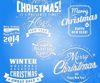 2014 New Year And Christmas Design Elements Set Vector