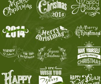 Neujahr Und Weihnachten Designelemente 2014 Festgelegt Vektor