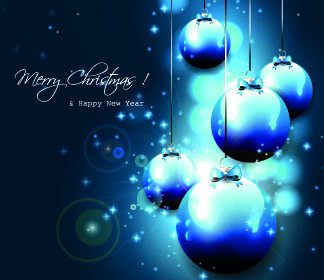 2014 Shiny Blue Christmas Ball Vector Background