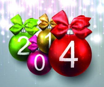 2014 With Color Christmas Balls Design Vector