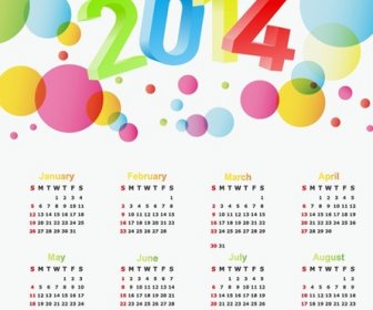 Jahr 2014 Kalender Farbenfrohes Design Vektor-illustration