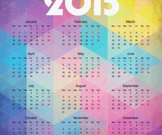 Calendario 2015 En Ilustración Vectorial De Colores De Fondo