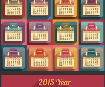 2015 Kalender Retro-Farbe Styel Vektor