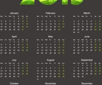 2015 Calendar With Geometric Shapes Vector Illustration