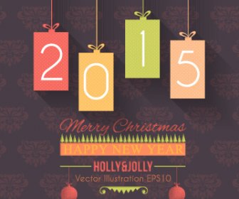 2015 クリスマスと新年飾り背景をぶら下げ