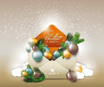 2015 Christmas Envelope Shiny Background Vector