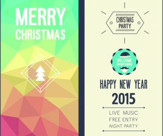 2015 クリスマス招待状カード ビンテージ スタイルのベクトルを設定