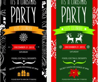 2015 Christmas Party Invitation Banners Vector