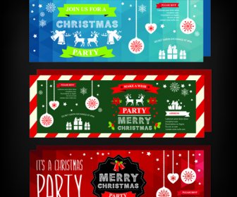 2015 Christmas Party Invitation Banners Vector
