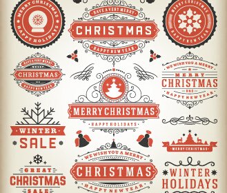 2015 Noel Satış Etiketleri Vintage Vektör