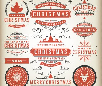 2015 Christmas Sales Labels Vintage Vector