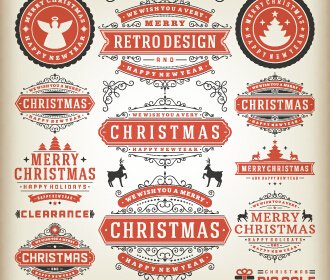 2015 Noel Satış Etiketleri Vintage Vektör