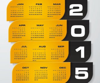 2015 perusahaan kalender hitam dengan gaya kuning vektor