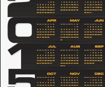 2015 perusahaan kalender hitam dengan gaya kuning vektor