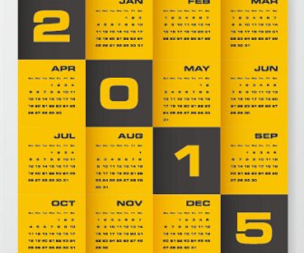 2015 perusahaan kalender hitam dengan gaya kuning vektor