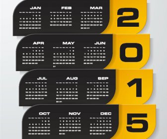 2015 perusahaan kalender hitam dengan gaya kuning vektor