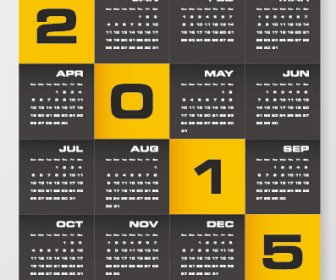 2015 perusahaan kalender hitam dengan gaya kuning vektor