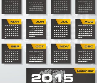 2015 perusahaan kalender hitam dengan gaya kuning vektor