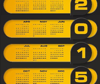 2015 perusahaan kalender hitam dengan gaya kuning vektor