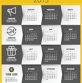 2015 perusahaan kalender hitam dengan gaya kuning vektor