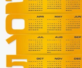 2015 perusahaan kalender hitam dengan gaya kuning vektor