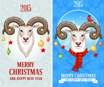 2015 ヤギ クリスマス バナー デザインします。