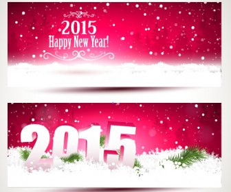 2015 Happy New Year Winter Banners Vector