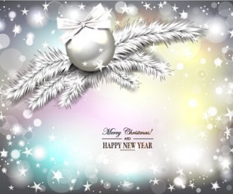 2015 New Year And Christmas Baubles Shiny Background