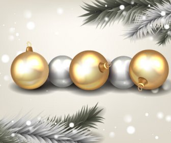 2015 New Year And Christmas Baubles Shiny Background