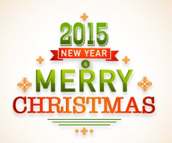 2015 Ano Novo E Feliz Natal De Etiqueta Desenho Vetorial