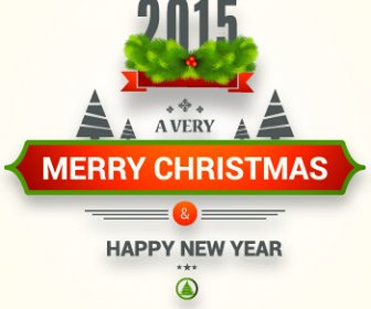2015 Tahun Baru Dan Merry Natal Label Desain Vektor