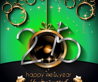 2015 New Year Golden Ornaments Background Set