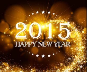 2015 Año Nuevo Rayos Dorados Background Vector