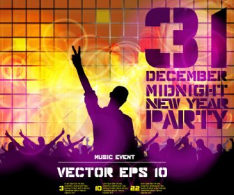 2015 Silvester Mitternacht Musik Party Plakat Vektor