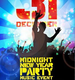 2015 New Year Midnight Music Party Poster Vector