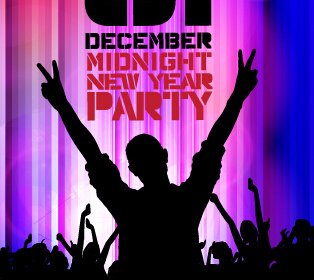 Il Nuovo Anno Mezzanotte Musica Party Manifesto Vettore