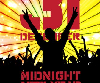 2015 Año Nuevo Midnight Music Party Poster Vector