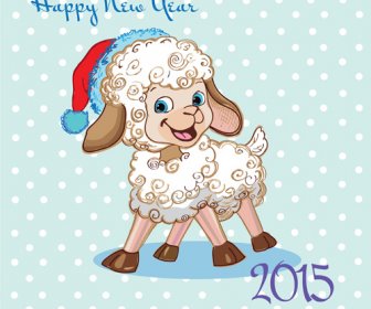 2015 Yeni Yıl Noel Ve Komik Koyun Vektör