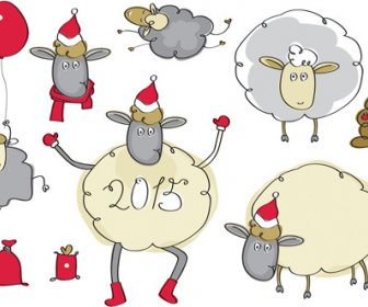 Neujahr 2015 Mit Weihnachten Und Lustige Schafe Vektor