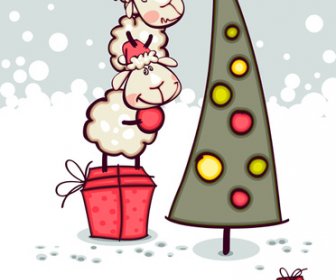 クリスマス面白い羊はベクトルと 2015 年