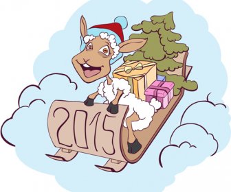 Tahun 2015 Baru Dengan Natal Dan Vektor Lucu Domba