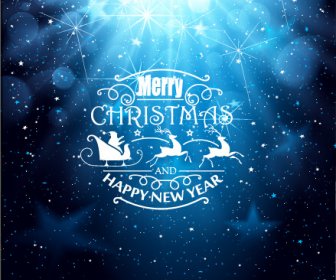 2015 New Year With Christmas Blue Light Background