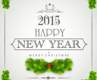 2015 New Year With Christmas Frame And Labels Vector