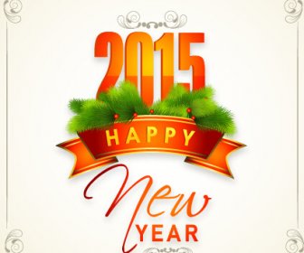 Ano Novo De 2015 Com Moldura De Natal E Rótulos De Vetor