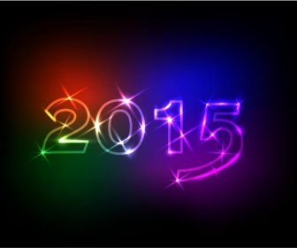 2015 Número Com Efeito De Luzes Coloridas De Neon