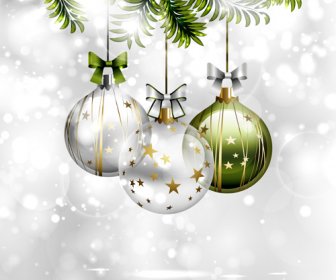 2015 Transparent Christmas Ball Shiny Background Vector