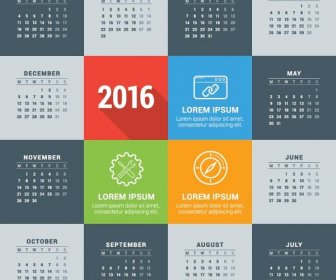 2016 Calendar Gray Card Month Background